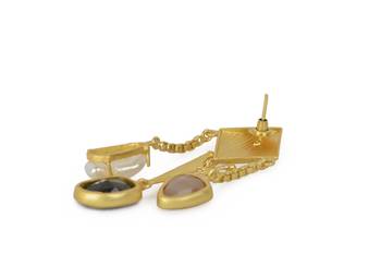 Golden Earrings with Baige  Labrorite Viva Pearl  Stones 4