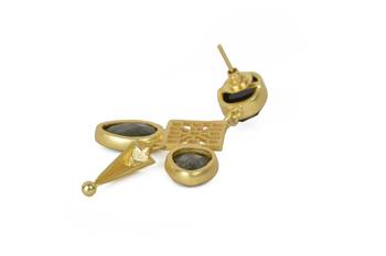 Golden Earrings with Black Onex and  Labrorite Stones 4