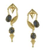 Golden Earrings with All  Labrorite Stones