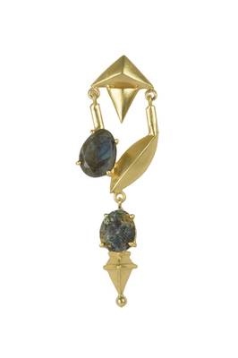 Golden Earrings with All  Labrorite Stones 2
