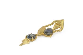 Golden Earrings with All  Labrorite Stones 3