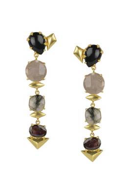 Golden Earrings with Black Onex Stones 1
