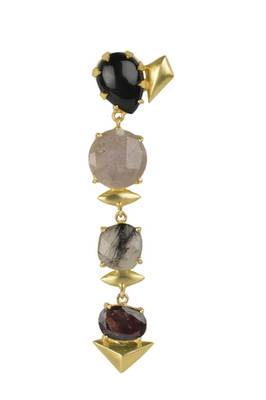 Golden Earrings with Black Onex Stones 2