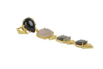 Golden Earrings with Black Onex Stones 3