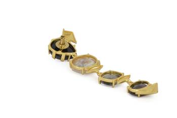 Golden Earrings with Black Onex Stones 4