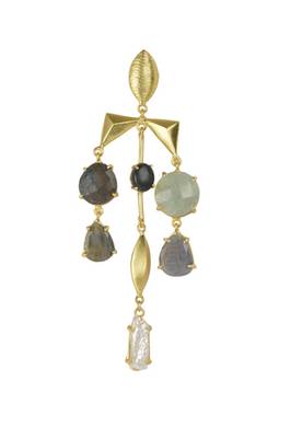Golden Earrings with Black  Labrorite Labrorite  Black Onex Green Aventurine andLabrorite Stones 2