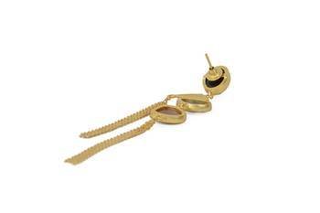 Golden Earrings with Black Onex Labrorite Baige Stones 4