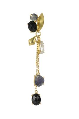 Golden Earrings with Howiolite and black onex Stones 2