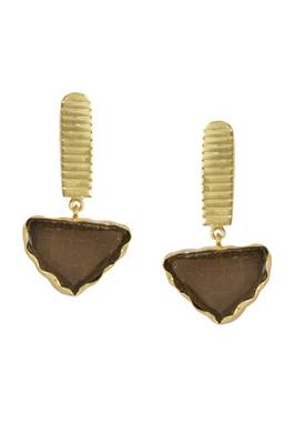 Golden Earrings with Smokey Stone 1