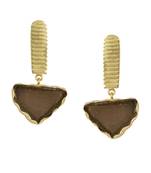 Golden Earrings with Smokey Stone