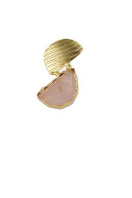 Golden Earrings with Rose Quartz Stone 2