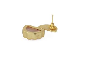 Golden Earrings with Rose Quartz Stone 4