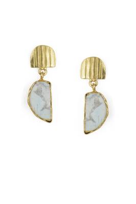 Golden Earrings with White Glass Bhatti Stone 1