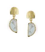 Golden Earrings with White Glass Bhatti Stone