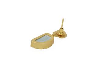 Golden Earrings with White Glass Bhatti Stone 4