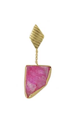Golden Earrings with Pink  Druzy Stone 2