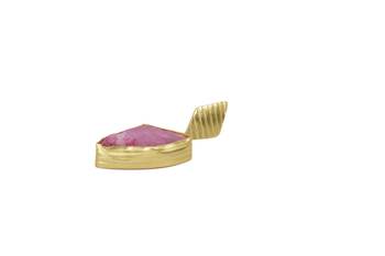 Golden Earrings with Pink  Druzy Stone 3
