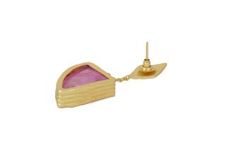 Golden Earrings with Pink  Druzy Stone 4