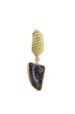 Golden Earrings with Black  Agate Stone 2
