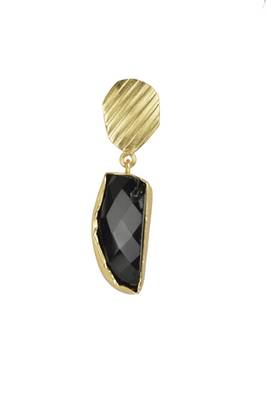 Golden Earrings with Black Onex Stone 2