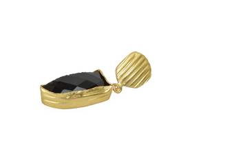 Golden Earrings with Black Onex Stone 3