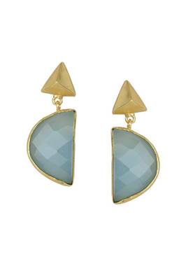 Golden Earrings with Aqua Stone 1