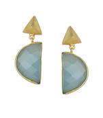 Golden Earrings with Aqua Stone