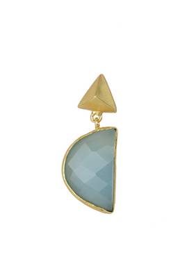 Golden Earrings with Aqua Stone 2