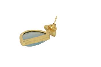 Golden Earrings with Aqua Stone 4