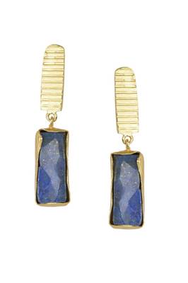 Golden Earrings with Lapis Stone 1