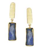 Golden Earrings with Lapis Stone