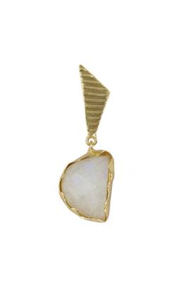 Golden Earrings with White Moon Stone 2