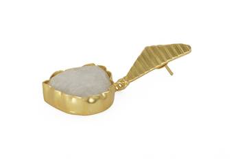 Golden Earrings with White Moon Stone 3