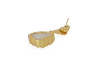 Golden Earrings with White Moon Stone 4