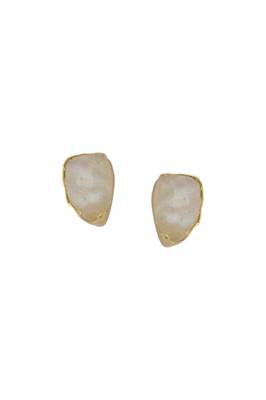 Golden Earrings with White Moon Stone 1