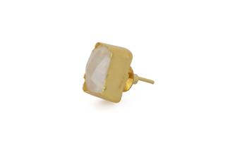 Golden Earrings with White Moon Stone 3