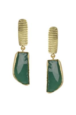Golden Earrings with Green Onex Stone 1