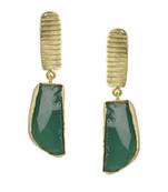 Golden Earrings with Green Onex Stone