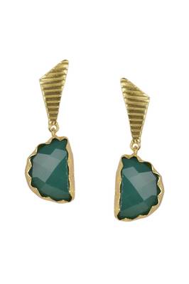 Golden Earrings with Green Onex Stone 1