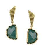 Golden Earrings with Green Onex Stone