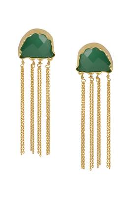 Golden Earrings with Green Onex Stone 1