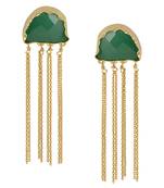 Golden Earrings with Green Onex Stone