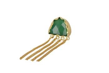 Golden Earrings with Green Onex Stone 3