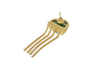 Golden Earrings with Green Onex Stone 4