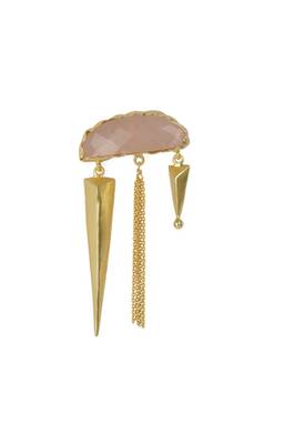 Golden Earrings with Rose Quartz Stone 2