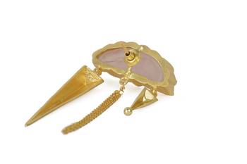 Golden Earrings with Rose Quartz Stone 4