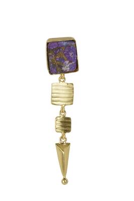 Golden Earrings with Purple Copper Bhatti Stone 2