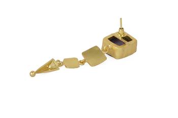 Golden Earrings with Purple Copper Bhatti Stone 4