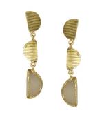 Golden Earrings with White Moon Stone