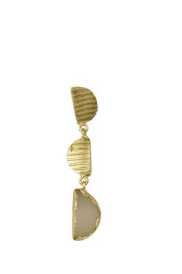 Golden Earrings with White Moon Stone 2